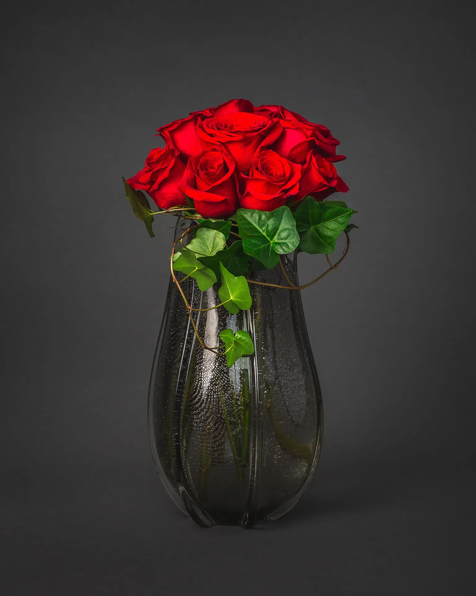 red roses in vase